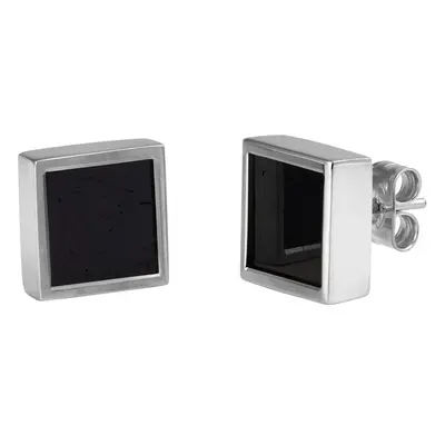 Mondrian Stud Earrings Black Tourmaline