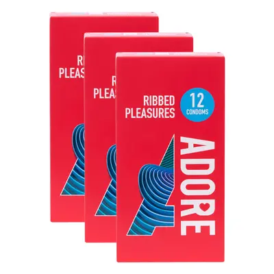 Adore Ribbed Pleasures Condoms - 36 Pack