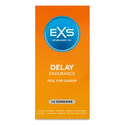 EXS Delay Endurance Condoms - 12 Pack. Regular Fit. Natural Latex. Odourless And Tasteless