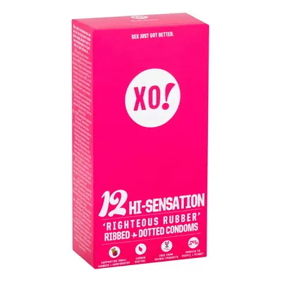 XO! Righteous Rubber Condoms Hi-Sensation (Ribbed & Dotted) - 12 Pack