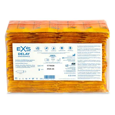 EXS Delay Endurance Condoms - 144 Pack. Regular Fit. Natural Latex. Odourless And Tasteless