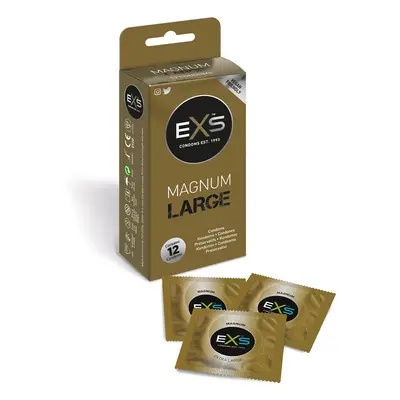 EXS Magnum Large Condoms - 12 Pack. Silky Natural Latex. Vegan Friendly Condom