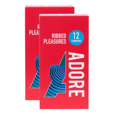 Adore Ribbed Pleasures Condoms - 24 Pack