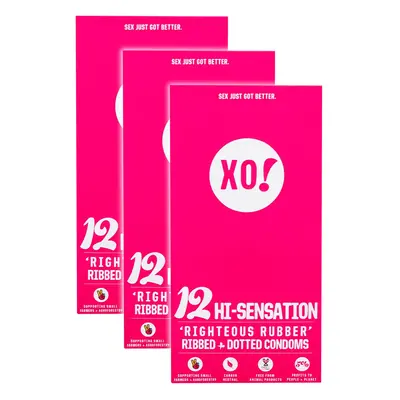 XO! Righteous Rubber Condoms Hi-Sensation (Ribbed & Dotted) - 36 Pack