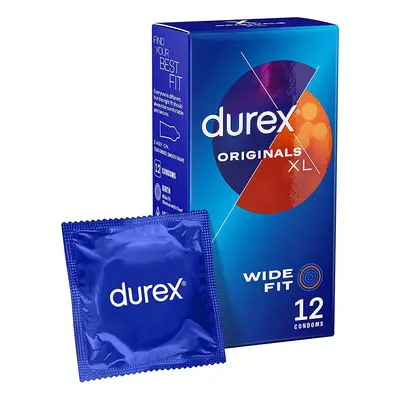 Durex Originals XL Condoms - 12 Pack. Larger, Wider (57mm Width) Condom Size Fit