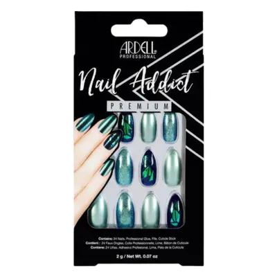 Ardell Nail Addict Artificial Nails - Green Glitter Chrome (24stk)