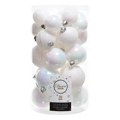 Decoris Season White Christmas Baubles Set - 30 PCS