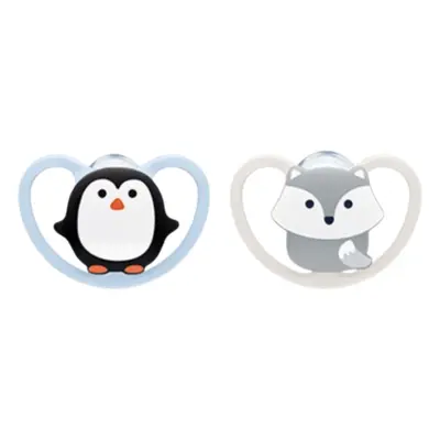 NUK Space Pacifier 0-6 months 2-Pack - Penguin & Wolf