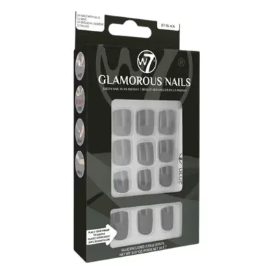 W7 Glamorous Nails Jet Black - 24 PCS