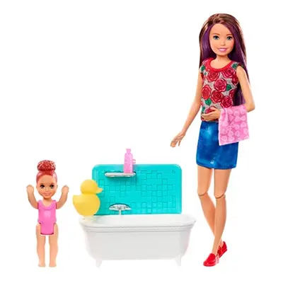 Barbie Skipper Babysitter Play Set Child & Bathtub