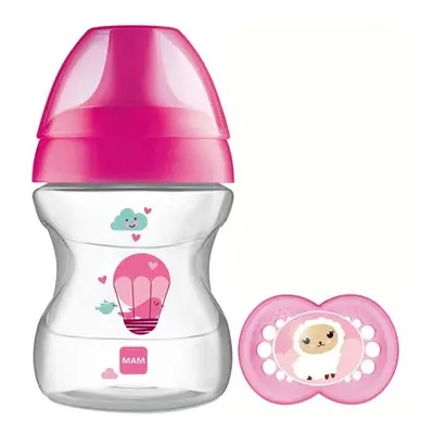 MAM 190ml Feeding Bottle with teet – learn to Drink Cup 6+ months -Pink