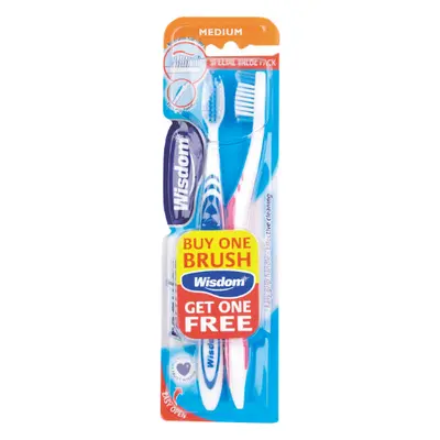 Wisdom Regular Plus Medium Toothbrush - 2 pcs