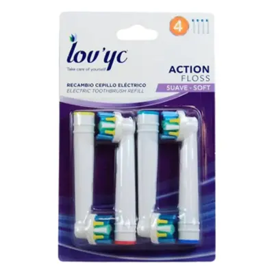 Lovyc Love Action Floss Toothbrush heads to Electric Toothbrush Soft - 4 pcs