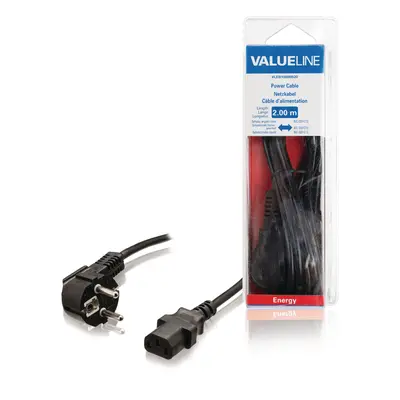 Valueline Power Cable Schuko. Angled - 2 Meter