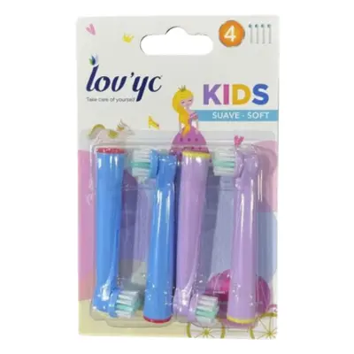 Lovyc Love Kids Princess Toothbrush heads to Electric Toothbrush Soft - 4 pcs