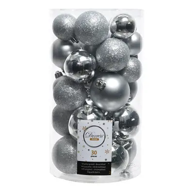 Decoris Season Silver Christmas Baubles Set - 30 PCS