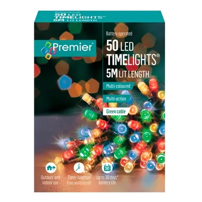 Premier 50 LED Battery Operated Multicolored Christmas Lights - 5 Meter