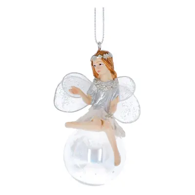 Gisela Graham Silver Resin Fairy on Soap Bubble Decoration - 1 pc