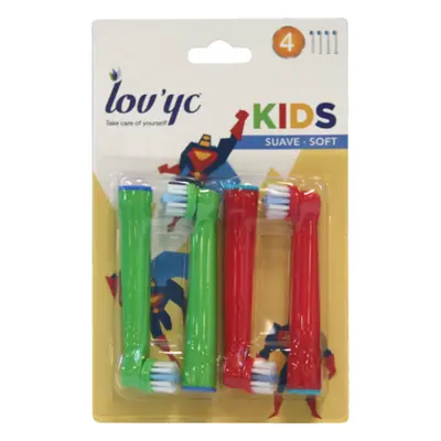 Lovyc Love Kids Toothbrush heads to Electric Toothbrush Soft - 4 pcs