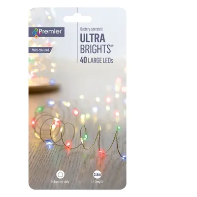 Premier 40 LED Batteridrevet Multicoloured Fairy Lights - 3,9 Meter