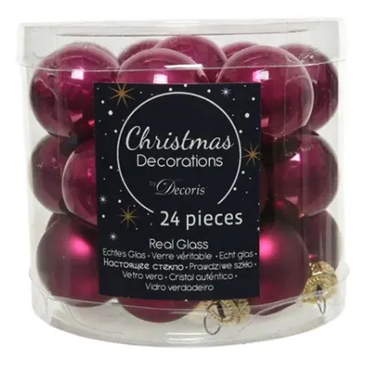 Decoris Mini Christmas Baubles Glass Magnolia - 24 pcs