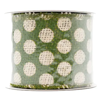 Decoris Decorative Ribbons Nature - Green w. Dots