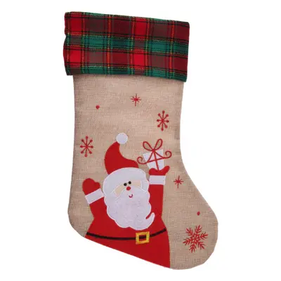 Holly Jolly Christmas Stocking w. Santa - 42cm