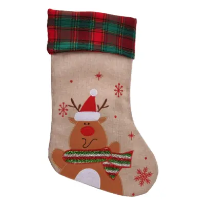 Holly Jolly Christmas Stocking w. Reindeer - 42cm