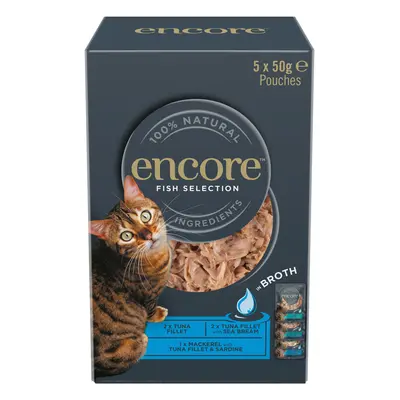 Encore Cat Pouch in Broth 5 x 50g - Fish Selection (3 Varieties)