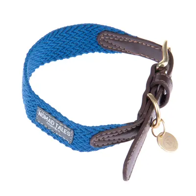 Nomad Tales Bloom Collar - Sapphire - Size XL: ca. 52 - 58 cm Neck Circumference, 38mm Width