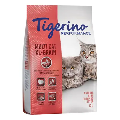 Tigerino Performance Multi-Cat XL-Grain Cat Litter - Baby Powder Scent - Economy Pack: 2 x 12 li