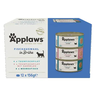 Applaws Adult Mixed Pack Cat Cans in Broth 12 x 156g - Fish in Broth