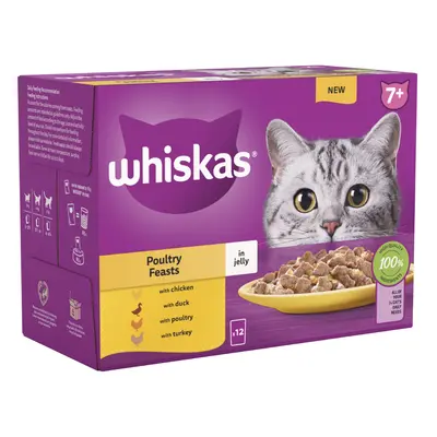 Whiskas 7+ Senior Pouches in Jelly - Poultry Feasts in Jelly (12 x 85g)