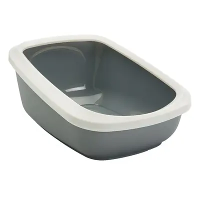 Savic Aseo Jumbo Cat Litter Tray with High Edge - 67.5cm - Light Grey & White