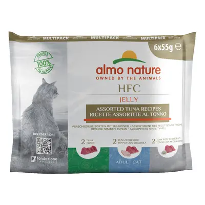 Almo Nature HFC Jelly Pouches for Cats 6 x 55g - Tuna Mixed Pack (3 Varieties)