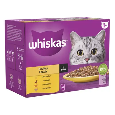 Whiskas 1+ Pouches Mega Pack 96 x 85g - Poultry Feasts in Gravy