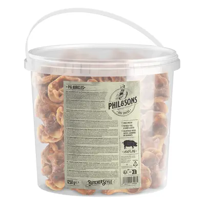 Phil & Sons Pig Ear Auricles Dog Snacks in a Tub - 1.25kg