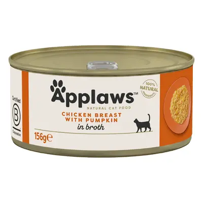 Applaws Adult Cat Cans Chicken in Broth 156g - Chicken with Pumpkin (6 x 156g)