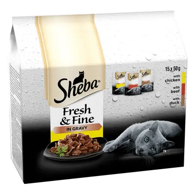 Sheba Fresh & Fine in Gravy Mini Pouches 45 x 50g - Meat Collection in Gravy