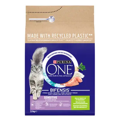 PURINA ONE Sensitive Turkey & Rice Dry Cat Food - Economy Pack: 2 x 2.8kg