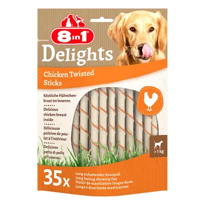 8in1 Delights Twisted Sticks for Small Dogs - Chicken - Saver Pack: 2 x 35 Sticks