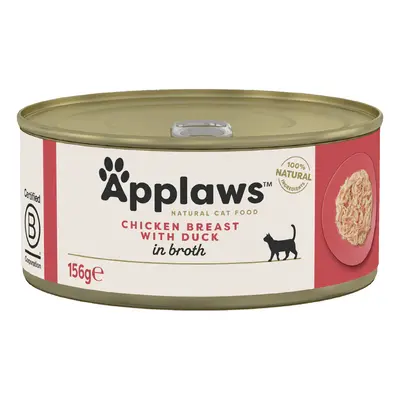 Applaws Adult Cat Cans Chicken in Broth 156g - Chicken with Duck (6 x 156g)