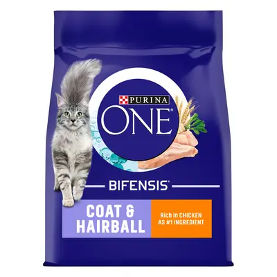 PURINA ONE Coat & Hairball Chicken & Whole Grains Dry Cat Food - Economy Pack: 2 x 2.8kg