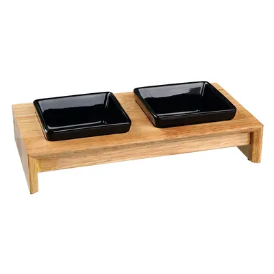 Trixie Ceramic & Wood Feeding Bowl Set - 2 x 0.2 litre