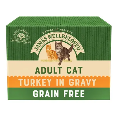 James Wellbeloved Adult Cat Hypoallergenic Pouches - Turkey in Gravy - 12 x 85g