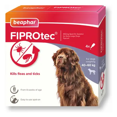 Beaphar FIPROtec® Flea & Tick Spot-on For Dogs - XL (>40kg) - 4 pipettes