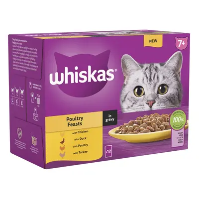 Whiskas 7+ Senior Pouches in Gravy - Poultry Selection in Gravy (48 x 85g)