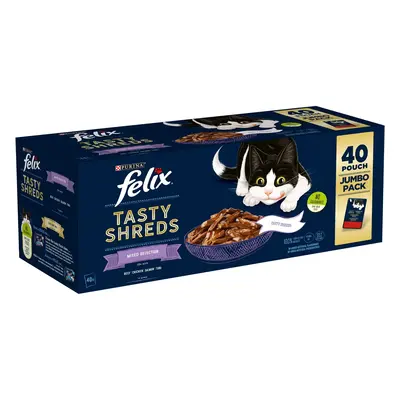 Felix Tasty Shreds Jumbo Pack 40 x 80g - Mixed Selection