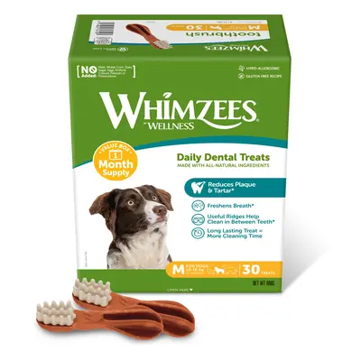 Whimzees by Wellness Monthly Toothbrush Box - Size M: for medium dogs (900g, 30 Snacks)