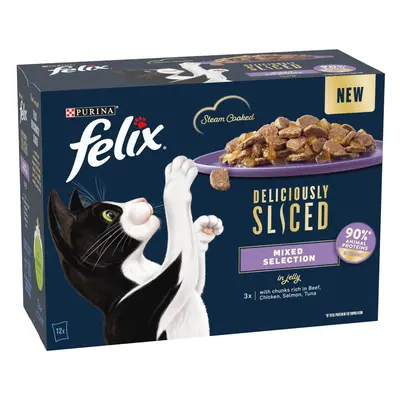 Felix Deliciously Sliced 12 x 80g - Mixed Selection in Jelly